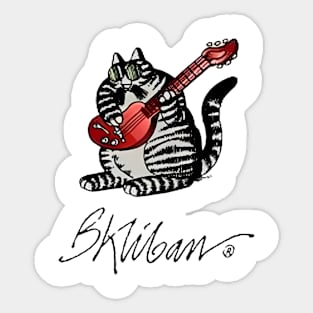 B Kliban Cat Guitar Sticker